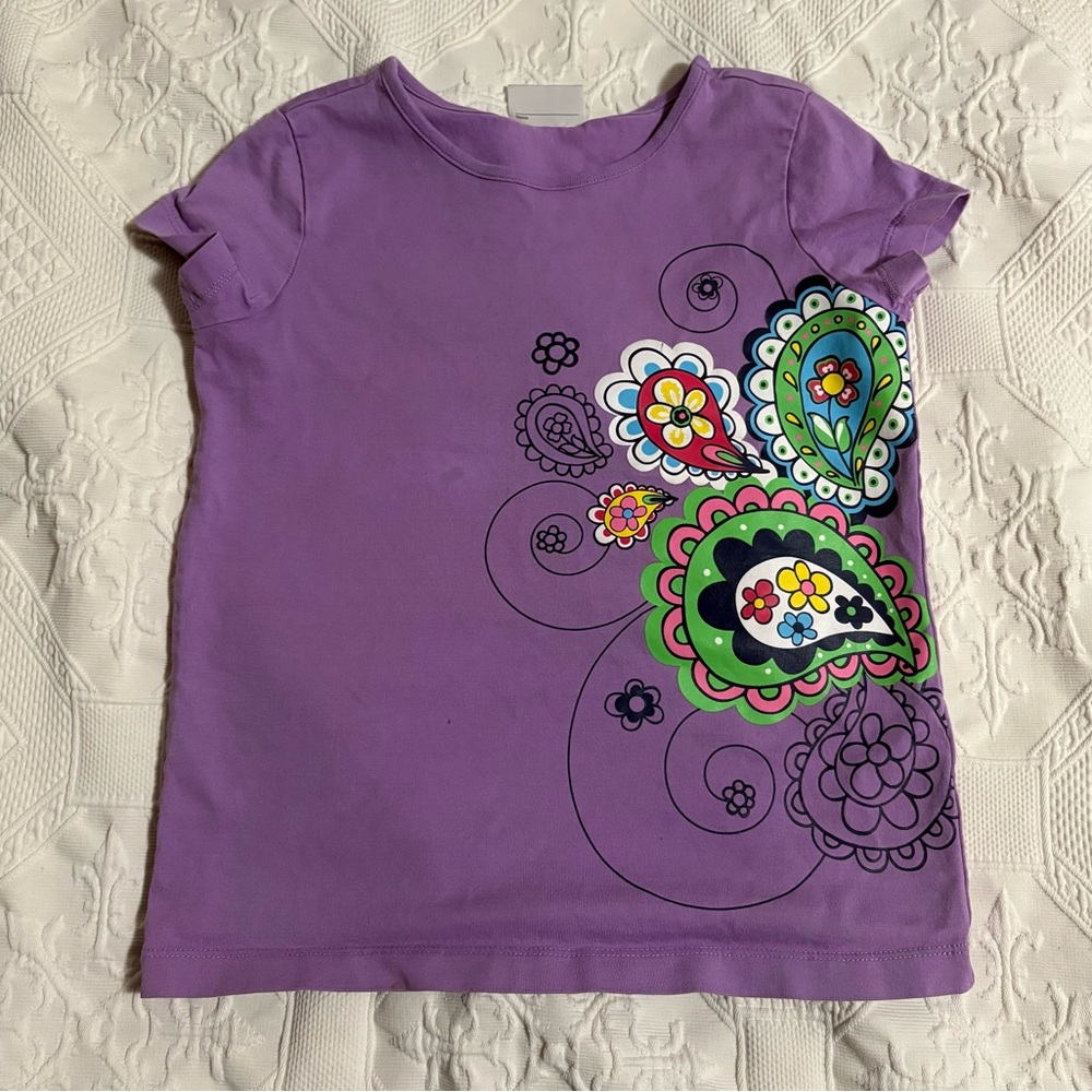Hanna Andersson Purple Tee with Floral Accents